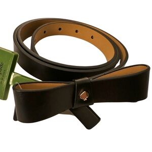 ✨ NWT Trendy Kate Spade New York Black Bow Authentic Leather Waist Belt Size XL